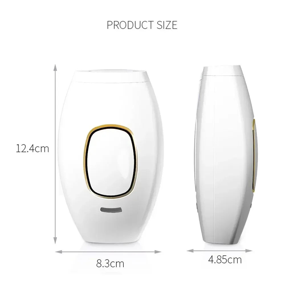 Velora IPL handset dimensions — 12.4cm x 8.3cm x 4.85cm